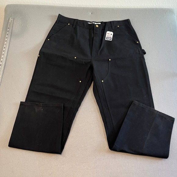 Carhartt B01 BLK Loose Fit Firm Duck Double Front Utility Work Pants Men 42x32 - Picture 2 of 9